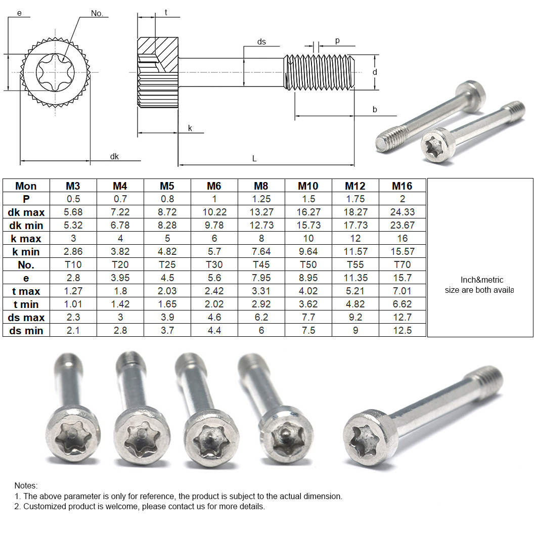 Viti prigioniere a testa con esagono incassato Torx-5B-14